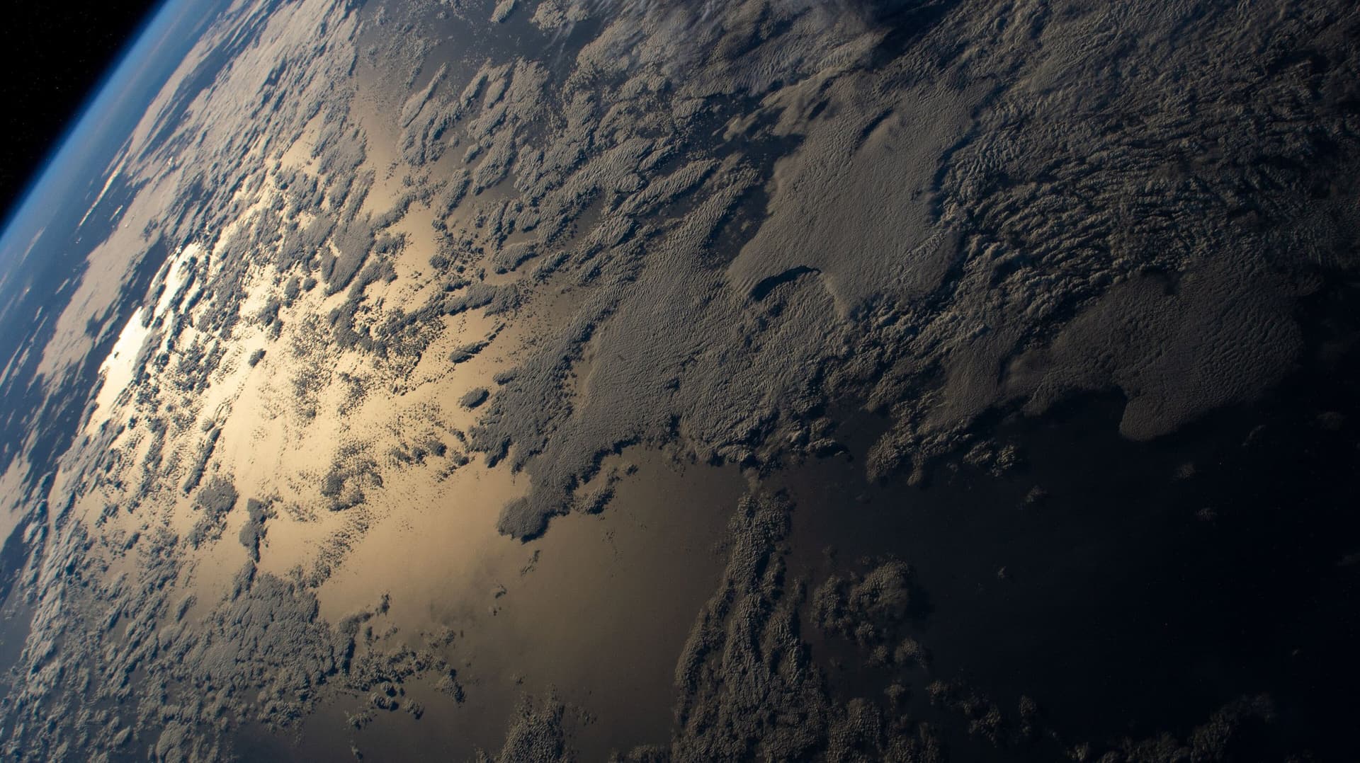 Open water and sky meeting at the horizon in golden light.